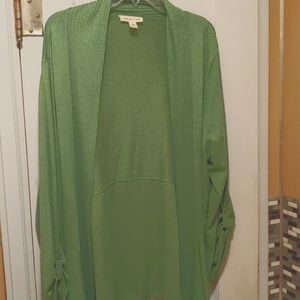 Coldwater Creek 1X Open Front Cascade Hem 3/4 Sleeve Cardigan